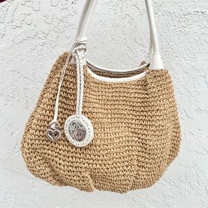 Brighton Straw and Leather Hobo Purse